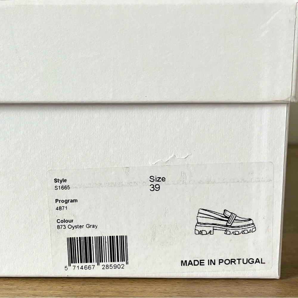 GANNI Off-White Leather Chunky Padded Loafers in Oyster Gray Women’s Size 8.5/39